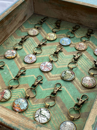 Keychain with Vintage Chicago Illinois Map -