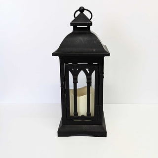 12.25" Black Lantern with 3" x 3" LED Candle - JSQ Mercantile
