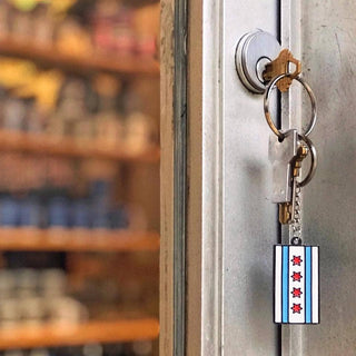 Chicago Flag Enamel Keychain