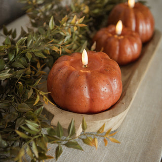 3.5" Orange Pumpkin Candle – Flameless 3D Flame, 6 Hour Timer