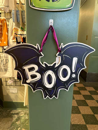 Boo! Bat Halloween Door Hanger Spooky Fall Outdoor Decor - JSQ Mercantile