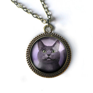 Russian Blue Cat Pendant Necklace - JSQ Mercantile