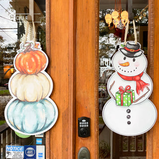 Double Sided Snowman / Pumpkin Stack Door Hanger - JSQ Mercantile