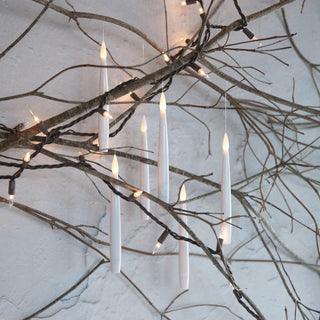 Set of 6 Hanging LED Candles with remote and 6-hour timer – flameless battery-operated candles for home décor, weddings, and holiday displays. Available at JSQ Mercantile – Women’s Boutique & Gift Shop in La Grange, IL.