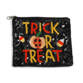 Seed Beaded And Sequin 'Trick Or Treat' Halloween Credit Card or Coin Purse - JSQ Mercantile