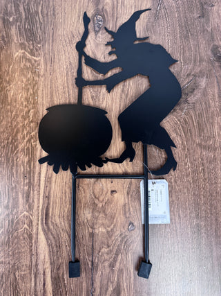 Enchanting Metal Witch Stirring Her Cauldron Silhouette - Stake