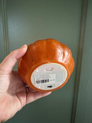 3.5" Orange Pumpkin Candle – Flameless 3D Flame, 6 Hour Timer