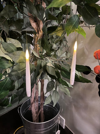 Set of 6 Cream Hanging LED Candles - Individually String & Battery Operated