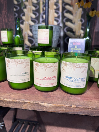 Pinot Noir Scented Candle in Recycled Wine Bottle – 8 oz Soy Candle by Rescued Wine | JSQ Mercantile – Women’s Boutique & Gift Shop Located in La Grange, IL