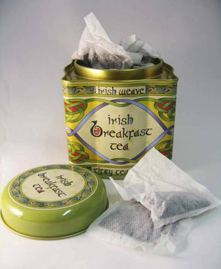Irish Breakfast Tea in Celtic Tin showing tea bags