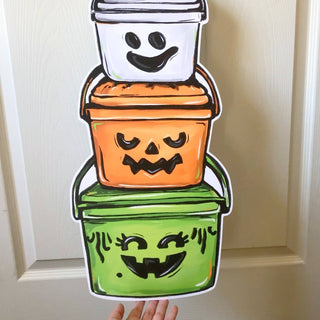 Happy Halloween Buckets Door Hanger Cute Ghost Fall Decor - JSQ Mercantile