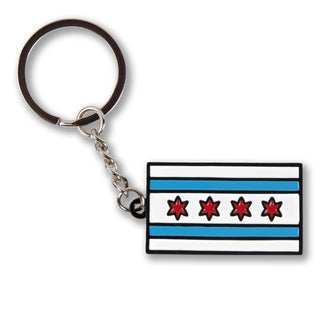 Chicago Flag Enamel Keychain