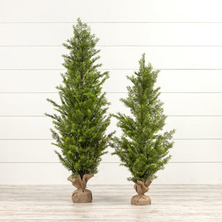 46" Faux Cedar Tree with Burlap Wrap