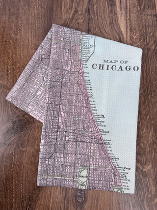 Chicago Illinois Map Waffle Weave Kitchen Towel Tea Towel, 16" x 24" | JSQ Mercantile – Women’s Boutique & Gift Shop in La Grange, IL