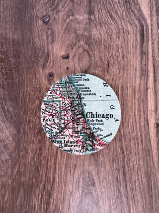 Chicago Illinois Vintage Map Ceramic and Cork Coaster | JSQ Mercantile – Women’s Boutique & Gift Shop in La Grange, IL