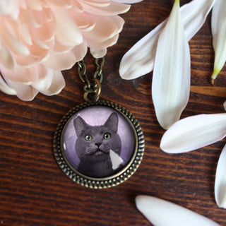 Russian Blue Cat Pendant Necklace - JSQ Mercantile