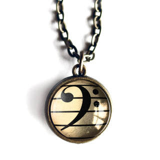 Bass Clef Simple Reversible Pendant Necklace - JSQ Mercantile