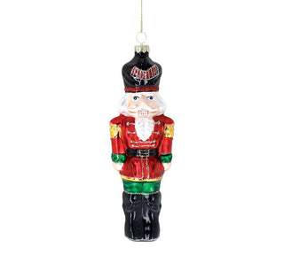 Hand-painted Glass Nutcracker Ornament with red jacket and green trim | Jackson Square Mall – Vintage & Antique Mall in La Grange, IL