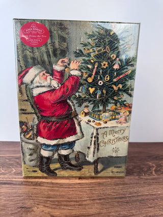 John Derian Santa Trims the Tree 1,000-Piece Puzzle box with vintage Santa artwork | JSQ Mercantile – Women’s Boutique & Gift Shop in La Grange, IL