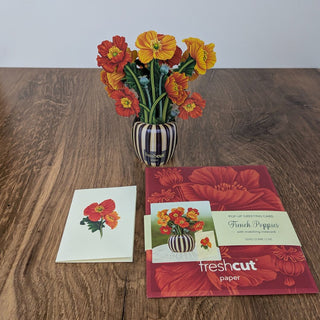 Mini French Poppies Pop Up Greeting Card – 3D red poppy bouquet design, perfect for birthdays, thank-yous, or just because | JSQ Mercantile – Women’s Boutique & Gift Shop in La Grange, IL