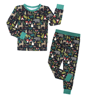 Night Forest Bamboo Long Sleeve Kids Pajama Pants Set | Emerson & Friends - JSQ Mercantile