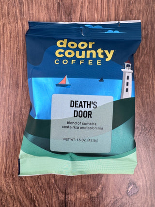 Death's Door Coffee Dark Roast Ground, 1.5oz Full Pot of Coffee by Door County Coffee