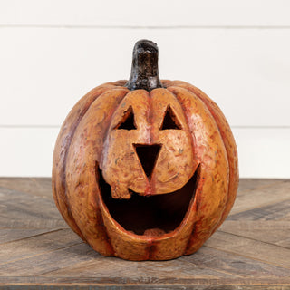 11" Orange Big Mouth Pumpkin – Mache Fall & Halloween Décor