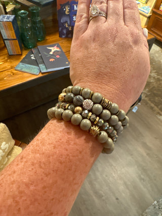 Beaded Stretch Bracelets Featuring Stone, Wood and Glitter Beads - JSQ Mercantile