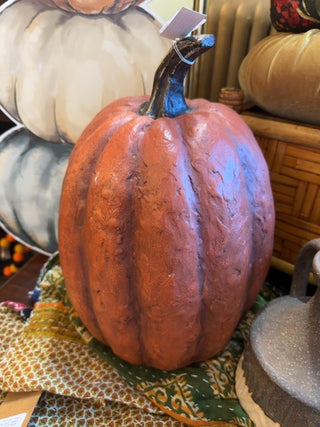 14" Orange Tall Pumpkin made from papier-mâché – Fall & Halloween Home Décor | JSQ Mercantile – Women’s Boutique & Gift Shop in La Grange, IL
