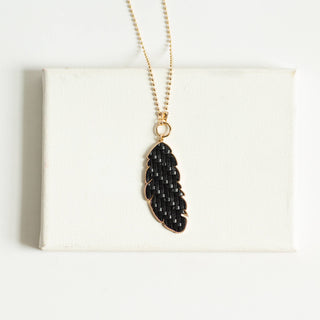 Jayne Long Drop Necklace - Black & Gold