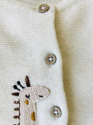 Animal Safari Embroidered Baby Cardigan Sweater Made from Organic Cotton - JSQ Mercantile