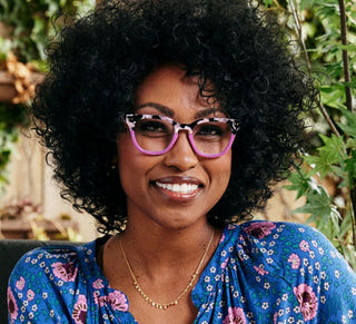 Faye - Black Marble/Pink Blue Light Glasses | Peepers