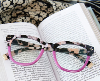 Faye - Black Marble/Pink Blue Light Glasses | Peepers