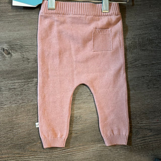 Pink Cotton Knit Pants with Back Pocket
