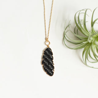Jayne Long Drop Necklace - Black & Gold