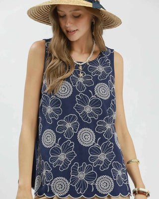 Fresh For Summer Sleeveless Top - Navy