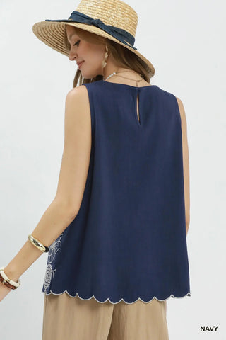 Fresh For Summer Sleeveless Top - Navy
