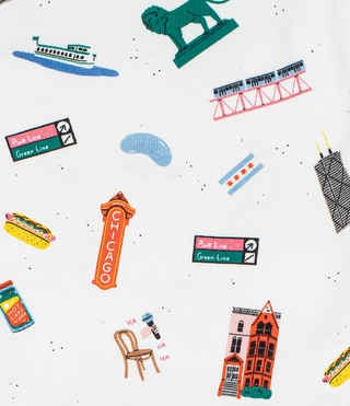 Sweet Home Chicago Organic Cotton Zip Up Pajamas_Fabric-Swatch-JSQ_Mercantile