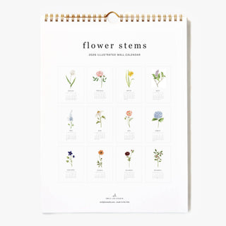 2026 Watercolor Flower Stems Calendar
