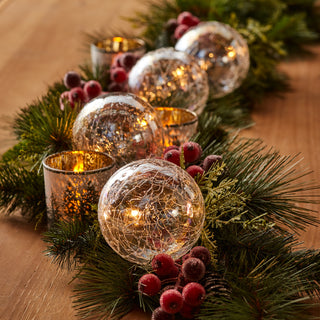 3.5" Ball Ornaments w/LED Light String 4.5'L Glass w/ 6 hour timer