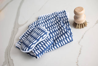 18" x 30" Eco Friendly Tea Towel - Beans in Navy