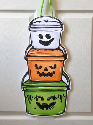 Happy Halloween Buckets Door Hanger Cute Ghost Fall Decor - JSQ Mercantile