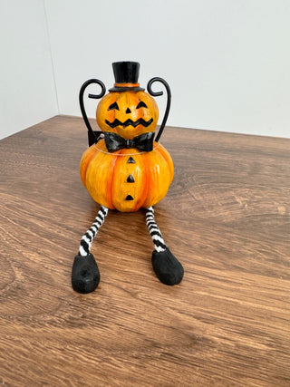 7" Halloween Pumpkin Shelf Sitter – Festive Fall Décor from JSQ Mercantile, La Grange IL Women’s Boutique & Gift Shop