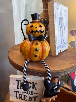 7" Halloween Pumpkin Shelf Sitter – Festive Fall Décor from JSQ Mercantile, La Grange IL Women’s Boutique & Gift Shop