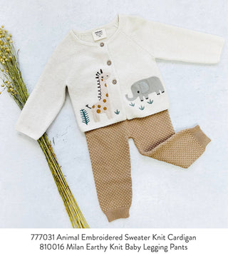 Animal Safari Embroidered Baby Cardigan Sweater Made from Organic Cotton - JSQ Mercantile