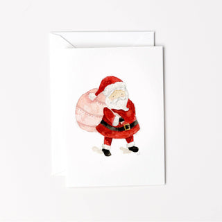 Santa with Bag mini Watercolor notecard by Emily Lex