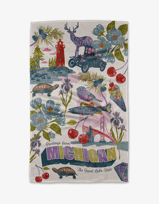 Greetings From Michigan Tea Towel - 18" x 30"