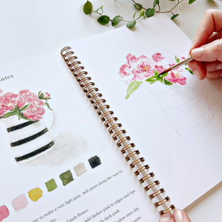 Bouquets Watercolor Workbook – 12 Beginner Floral Illustrations by Emily Lex