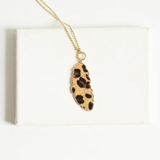 Jayne Long Drop Necklace - Leopard