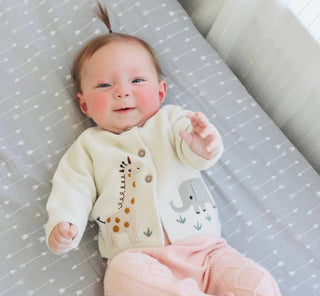Animal Safari Embroidered Baby Cardigan Sweater Made from Organic Cotton - JSQ Mercantile